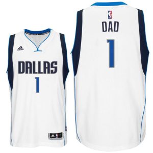 Father Day Gift-Dallas Mavericks #1 Dad Logo White Home Swingman Jersey