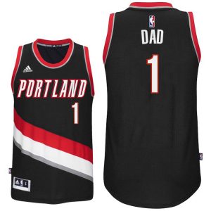 Father Day Gift-Portland Trail Blazers #1 Dad Logo Road Black Swingman Jersey
