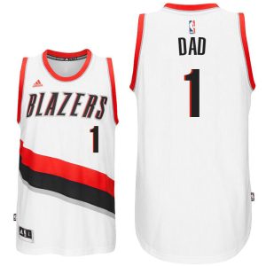 Father Day Gift-Portland Trail Blazers #1 Dad Logo White Home Swingman Jersey