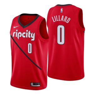 Men 2018-19 Portland Trail Blazers #0 Damian Lillard Earned Red Swingman Jersey