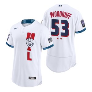 Men Milwaukee Brewers Brandon Woodruff White 2021 MLB All-Star Game Jersey