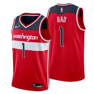 Men Washington Wizards 2018 Father Day Red Number 1 Dad Swingman Jersey