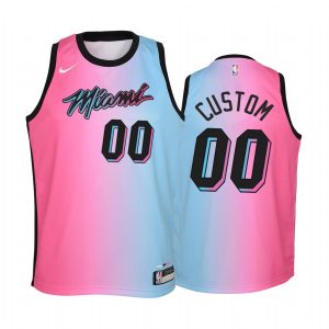 Miami Heat Custom 2020-21 City Blue Pink Youth Jersey - Rainbow