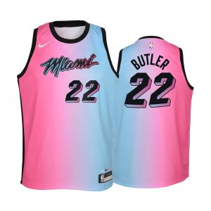 Miami Heat Jimmy Butler 2020-21 City Blue Pink Youth Jersey -