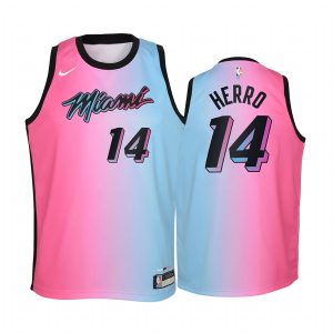 Miami Heat Tyler Herro 2020-21 City Blue Pink Youth Jersey -