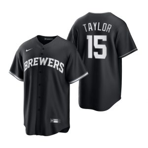 Milwaukee Brewers Tyrone Taylor Black White 2021 All Black Fashion Replica Jersey