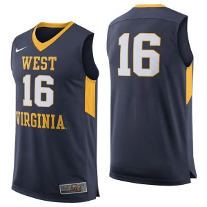 NCAA West Virginia Mountaineers #16 Navy College Basketball Jersey
