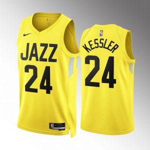 Utah Jazz Walker Kessler 2022-23 Icon Edition Yellow #24 Jersey
