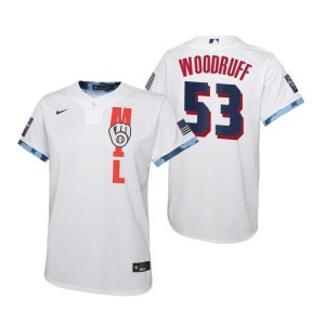 Youth Milwaukee Brewers Brandon Woodruff White 2021 MLB All-Star Game Jersey