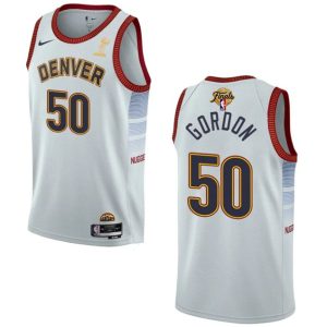 Men Denver Nuggets #50 Aaron Gordon White 2023 Finals Champions Icon Edition Stitched Jersey