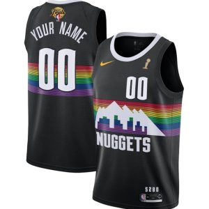 Men Denver Nuggets Active Player Custom Black 2023 Finals Champions City Edition Stitched Jersey