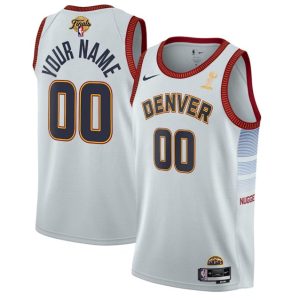 Men Denver Nuggets Active Player Custom White 2023 Finals Champions Icon Edition Stitched Jersey