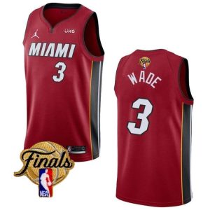 Men Miami Heat #3 Dwyane Wade Red 2023 Finals Statement Edition Stitched Jersey