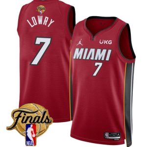 Men Miami Heat #7 Kyle Lowry Red 2023 Finals Statement Edition Stitched Basketball Jersey
