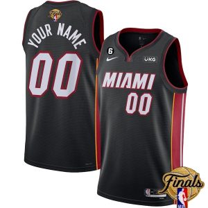 Men Miami Heat Active Player Custom Black 2023 Finals Icon Edition With NO.6 Patch Stitched Jersey