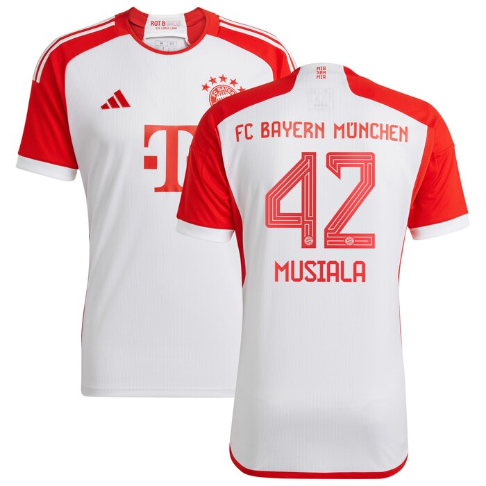 Jamal Musiala Bayern Munich 2023/24 Home Replica Jersey – White – Let ...