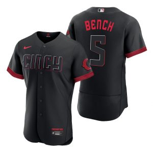 Men Cincinnati Reds Johnny Bench Black 2023 City Connect Jersey