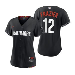 Women Baltimore Orioles Adam Frazier Black 2023 City Connect Replica Jersey
