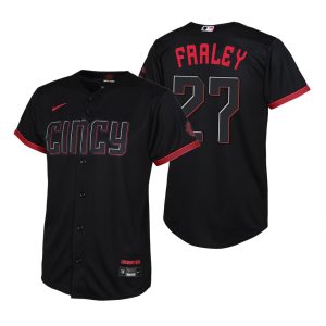 Youth Cincinnati Reds Jake Fraley Black 2023 City Connect Replica Jersey